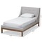 Baxton Studio Louvain Beige Upholstered Walnut-Finished Twin Sized Platform Bed 146-8152 - alternate 5
